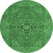 Round Persian Emerald Green Traditional Rug, tr3emgrn