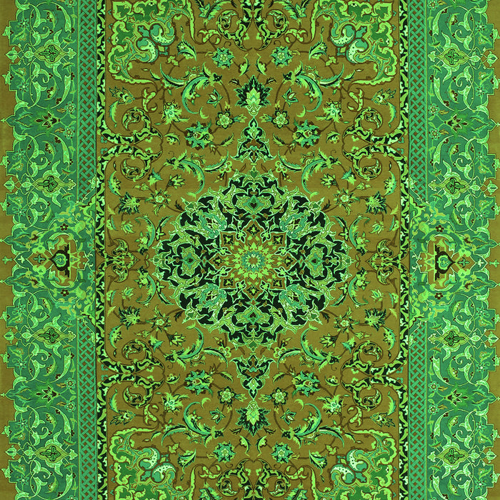 Serging Thickness of Machine Washable Persian Green Traditional Area Rugs, wshtr3grn