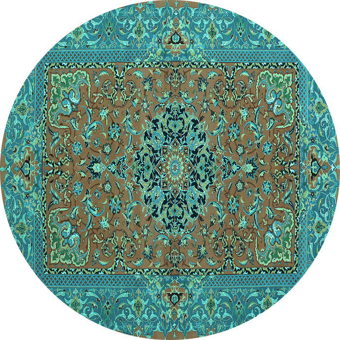 Round Persian Turquoise Traditional Rug, tr3turq