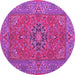 Round Machine Washable Persian Pink Traditional Rug, wshtr3pnk