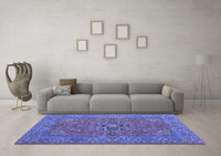 Machine Washable Persian Blue Traditional Rug, wshtr3blu