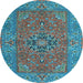 Round Persian Light Blue Traditional Rug, tr3lblu