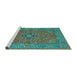 Sideview of Machine Washable Persian Turquoise Traditional Area Rugs, wshtr3turq