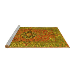 Sideview of Machine Washable Persian Yellow Traditional Rug, wshtr3yw