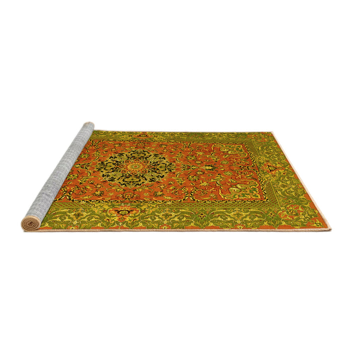 Sideview of Machine Washable Persian Yellow Traditional Rug, wshtr3yw