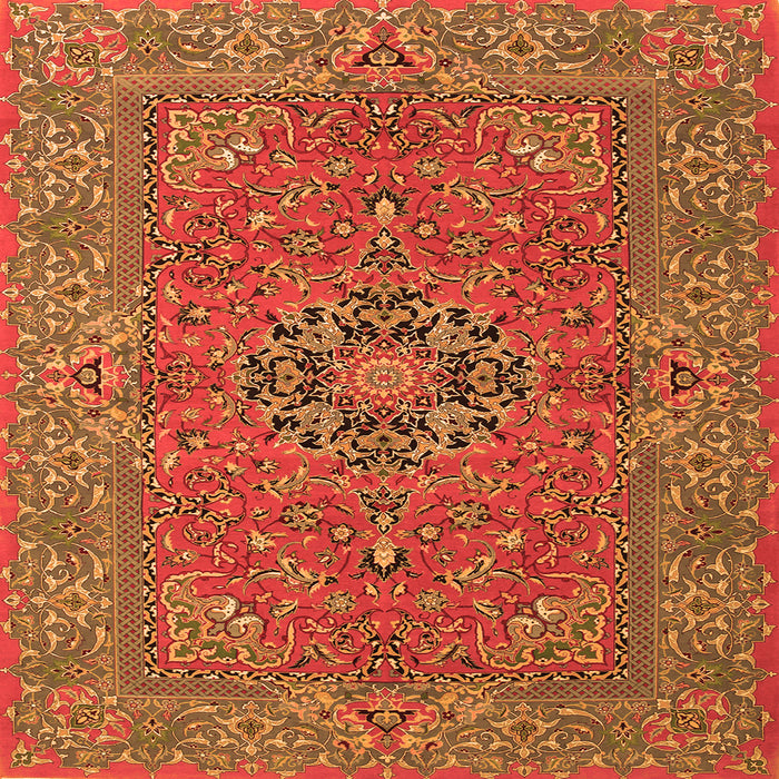 Round Machine Washable Persian Orange Traditional Area Rugs, wshtr3org