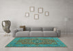 Machine Washable Persian Turquoise Traditional Area Rugs in a Living Room,, wshtr3turq