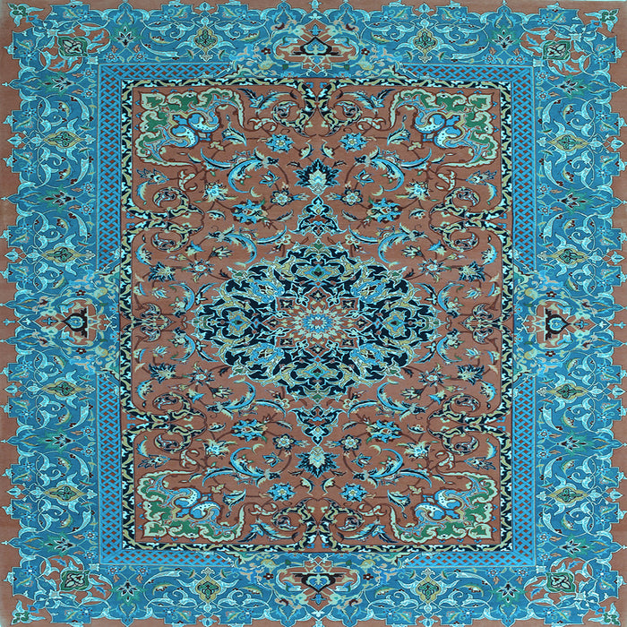 Square Machine Washable Persian Light Blue Traditional Rug, wshtr3lblu