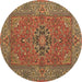 Round Persian Brown Traditional Rug, tr3brn