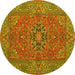 Round Persian Yellow Traditional Rug, tr3yw