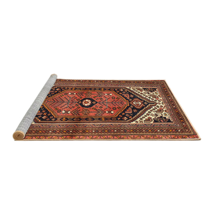 Sideview of Machine Washable Traditional Saffron Red Rug, wshtr400