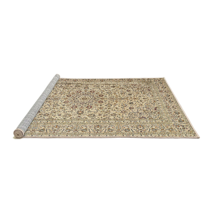 Sideview of Machine Washable Traditional Khaki Gold Rug, wshtr4000