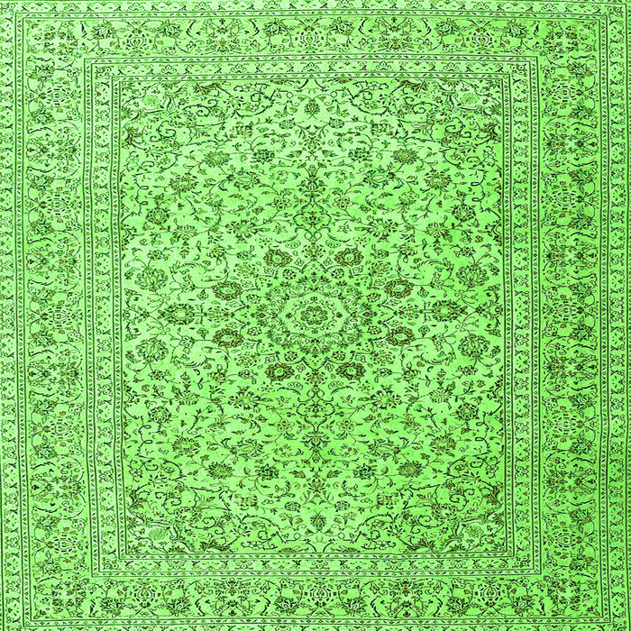 Round Machine Washable Persian Green Traditional Area Rugs, wshtr4000grn