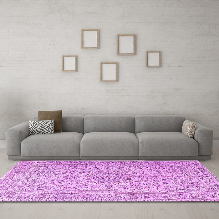 Machine Washable Persian Purple Traditional Area Rugs in a Living Room, wshtr4000pur