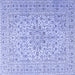 Square Machine Washable Persian Blue Traditional Rug, wshtr4000blu