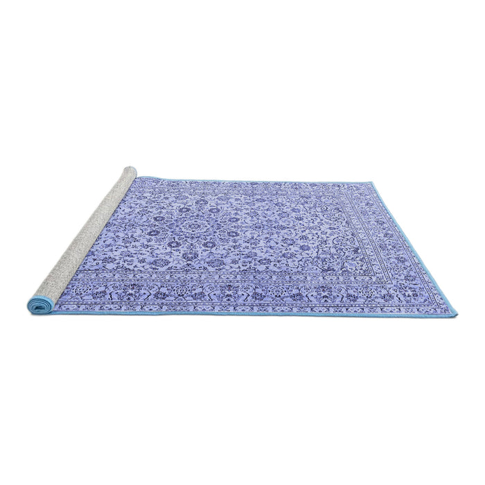 Sideview of Machine Washable Persian Blue Traditional Rug, wshtr4000blu
