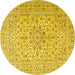 Round Persian Yellow Traditional Rug, tr4000yw