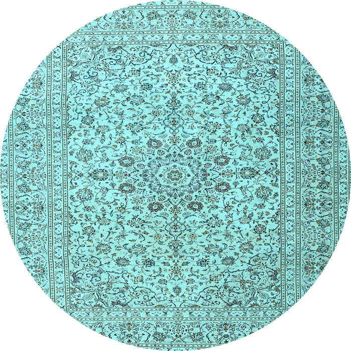 Round Machine Washable Persian Light Blue Traditional Rug, wshtr4000lblu