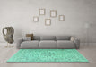 Machine Washable Persian Turquoise Traditional Area Rugs in a Living Room,, wshtr4000turq