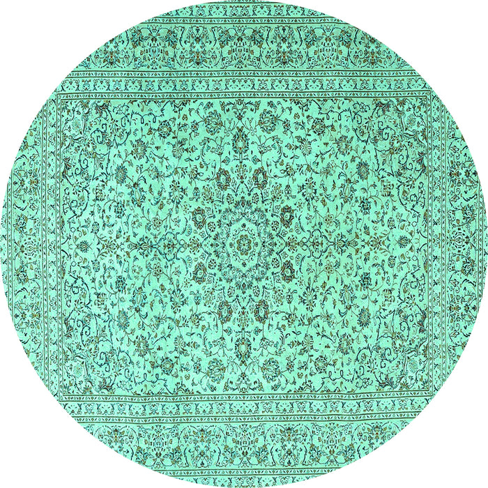 Round Persian Turquoise Traditional Rug, tr4000turq