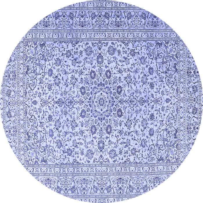 Round Machine Washable Persian Blue Traditional Rug, wshtr4000blu