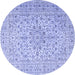 Round Machine Washable Persian Blue Traditional Rug, wshtr4000blu