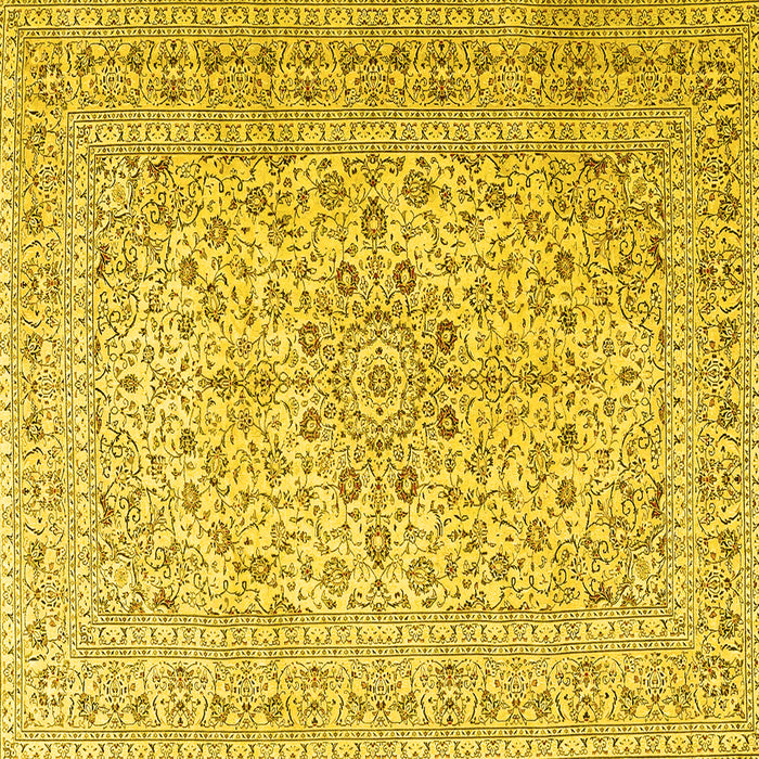 Square Machine Washable Persian Yellow Traditional Rug, wshtr4000yw