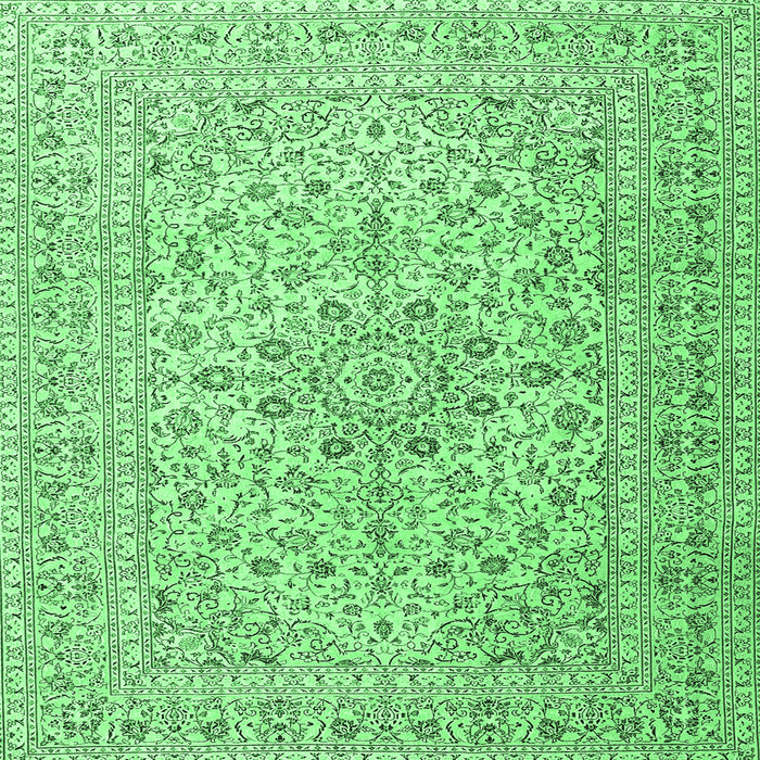 Square Machine Washable Persian Emerald Green Traditional Area Rugs, wshtr4000emgrn
