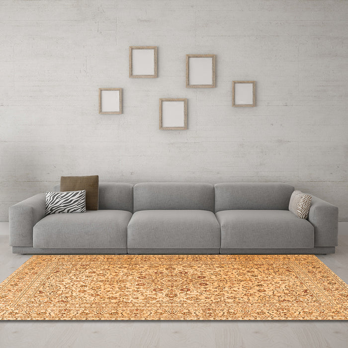 Machine Washable Persian Orange Traditional Area Rugs in a Living Room, wshtr4000org