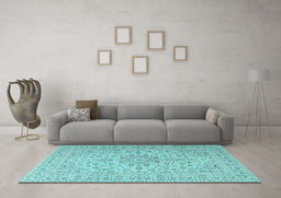 Machine Washable Persian Light Blue Traditional Rug in a Living Room, wshtr4000lblu