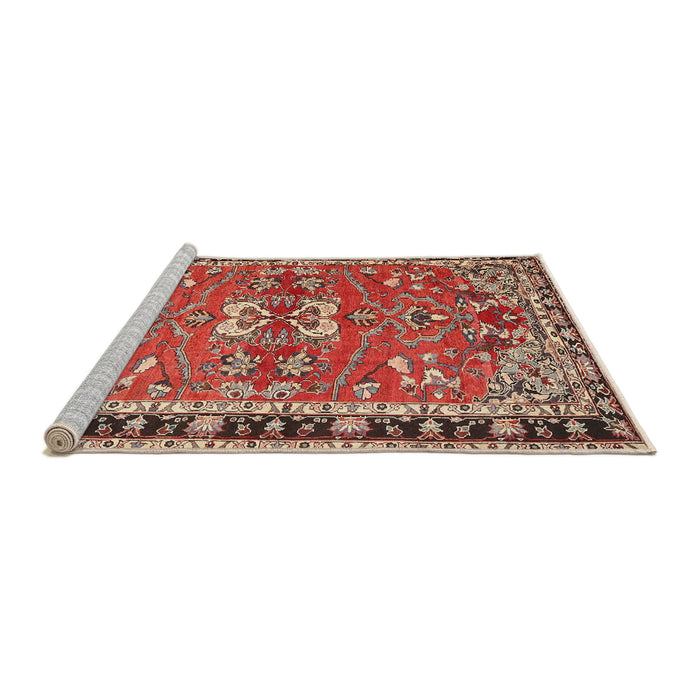 Sideview of Machine Washable Traditional Tomato Red Rug, wshtr4001