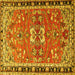 Square Machine Washable Persian Yellow Traditional Rug, wshtr4001yw