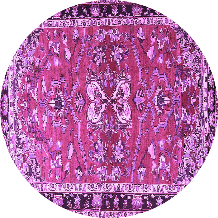Round Machine Washable Persian Purple Traditional Area Rugs, wshtr4001pur