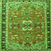 Round Machine Washable Persian Green Traditional Area Rugs, wshtr4001grn