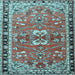 Square Machine Washable Persian Light Blue Traditional Rug, wshtr4001lblu