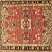 Square Machine Washable Persian Brown Traditional Rug, wshtr4001brn