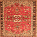 Round Machine Washable Persian Orange Traditional Area Rugs, wshtr4001org