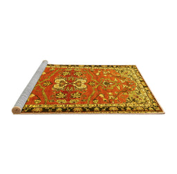 Sideview of Machine Washable Persian Yellow Traditional Rug, wshtr4001yw