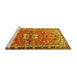 Sideview of Machine Washable Persian Yellow Traditional Rug, wshtr4001yw