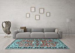 Machine Washable Persian Light Blue Traditional Rug in a Living Room, wshtr4001lblu
