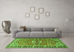 Machine Washable Persian Green Traditional Area Rugs in a Living Room,, wshtr4001grn