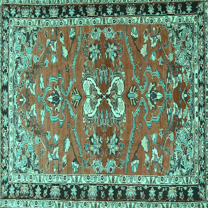 Square Persian Turquoise Traditional Rug, tr4001turq