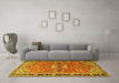 Machine Washable Persian Yellow Traditional Rug in a Living Room, wshtr4001yw