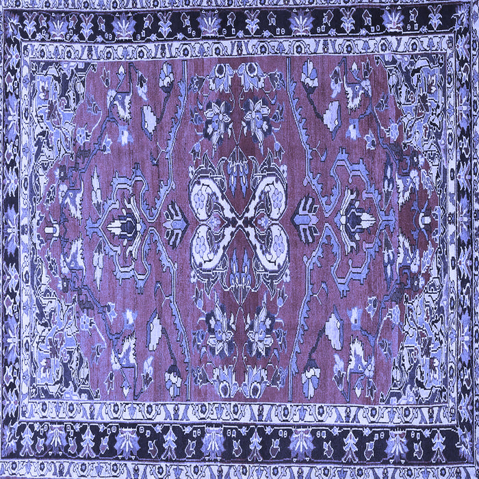 Square Machine Washable Persian Blue Traditional Rug, wshtr4001blu
