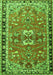 Serging Thickness of Machine Washable Persian Green Traditional Area Rugs, wshtr4001grn