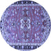 Round Machine Washable Persian Blue Traditional Rug, wshtr4001blu