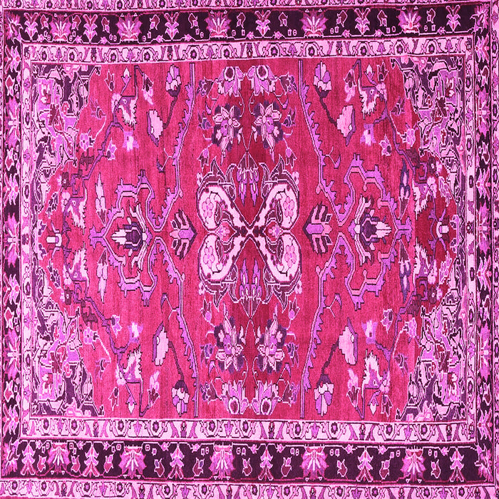 Square Machine Washable Persian Pink Traditional Rug, wshtr4001pnk