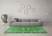 Machine Washable Persian Emerald Green Traditional Area Rugs in a Living Room,, wshtr4001emgrn