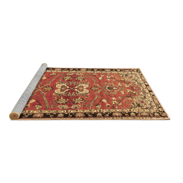Sideview of Machine Washable Persian Brown Traditional Rug, wshtr4001brn