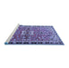 Sideview of Machine Washable Persian Blue Traditional Rug, wshtr4001blu